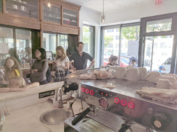 cusstomers line up for coffee at Smith Canteen